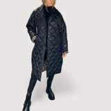 Cristiana™ | Wattierter, wendbarer Mantel in mittlerer Länge mit Leopardenfutter