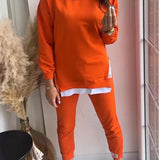 LIANA - Damen Patchwork Zweiteiliges Top und Hose Sweatshirt