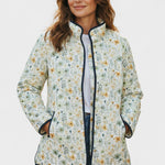 Waltraud™ Steppjacke mit Streublümchen, helles Blumenmuster, durchgehender Reißverschluss