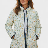 Waltraud™ Steppjacke mit Streublümchen, helles Blumenmuster, durchgehender Reißverschluss