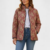 Berit™ Steppjacke Blütenmuster Rostrot, Reißverschluss, seitliche Taschen