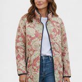 Steppjacke mit Ornamenten in Altrosa, Reißverschluss und Stehkragen