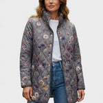 Mechthild™ Steppjacke mit Blütenmuster, grau, mit Knopfleiste