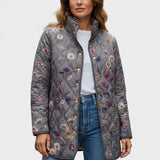 Mechthild™ Steppjacke mit Blütenmuster, grau, mit Knopfleiste