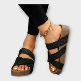 Plattform-Sandalen mit Geflochtenen Details und Breiten Riemen