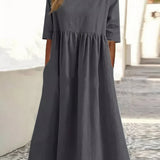 Maikee™ - Baumwollkleid mit Rundhalsausschnitt und Taschen